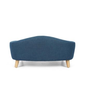Blue Corduroy Elevated Pet Couch with Wood Legs