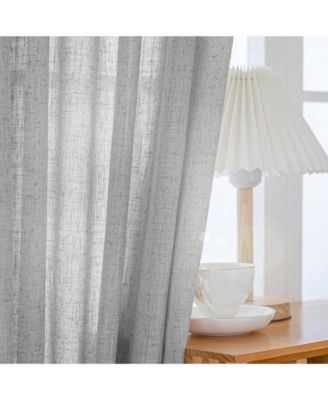 Extra Long Linen Blend Light Filtering Curtains for Living Room (2 Panels), 52"x120"