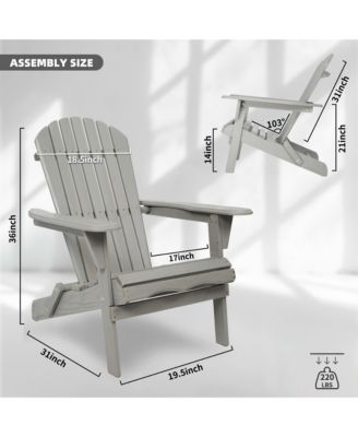 Solid Cedar Wood Folding Adirondack Chair Set of 2 with Embossed Grain