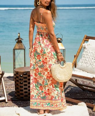 Women's Papaya Punch Floral Maxi Beach Dress