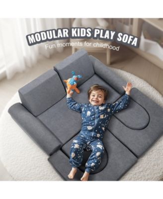 10-Piece Modular Kids Play Couch, Toddler Sofa Set with Removable Covers for Playroom
