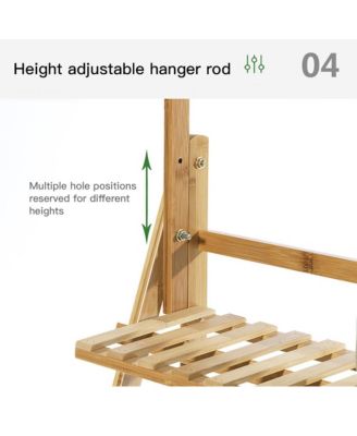 3 Tier Bamboo Hanging Folding Plant Shelf Stand Flower Pot Display Rack Bookcase