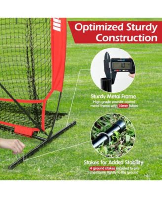 7x7ft Baseball & Softball Net - Pitching, Hitting & Batting Practice Set with Ball Collection System, Tee, 2 Strike Zones & Carry Bag