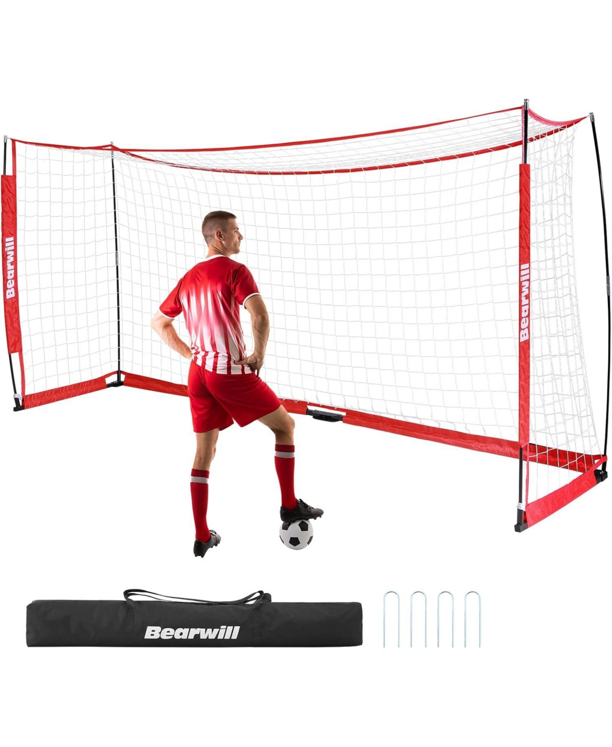 Bearwill 12x6FT Soccer Goal - Easy Setup, Portable with Upgraded Collapsible Metal Base
