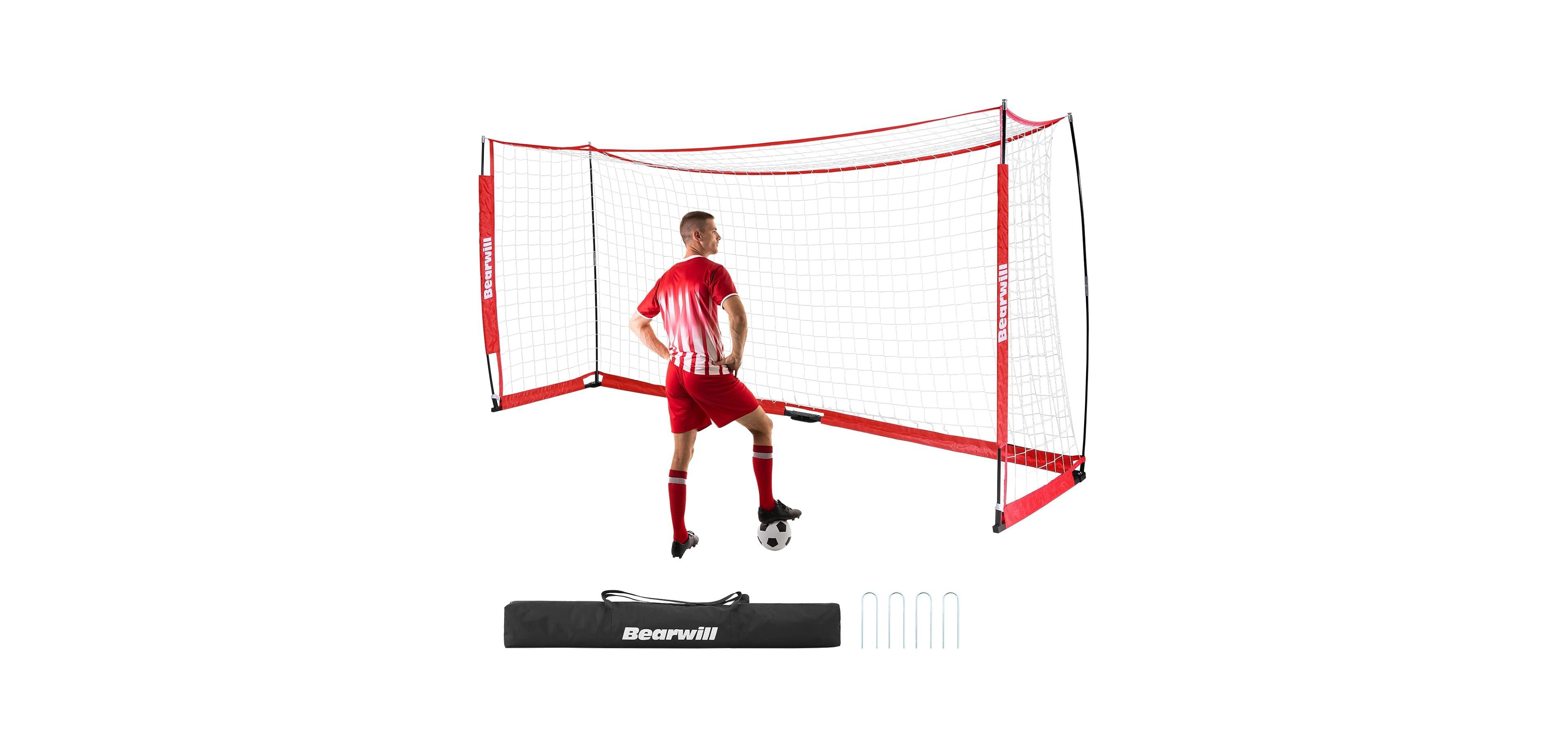 Bearwill 12x6FT Soccer Goal - Easy Setup, Portable with Upgraded Collapsible Metal Base