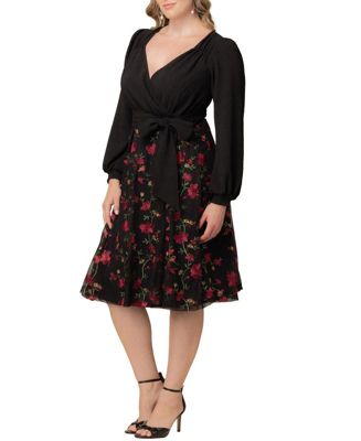 Plus Size Chelsea Embroidered Midi Cocktail Dress