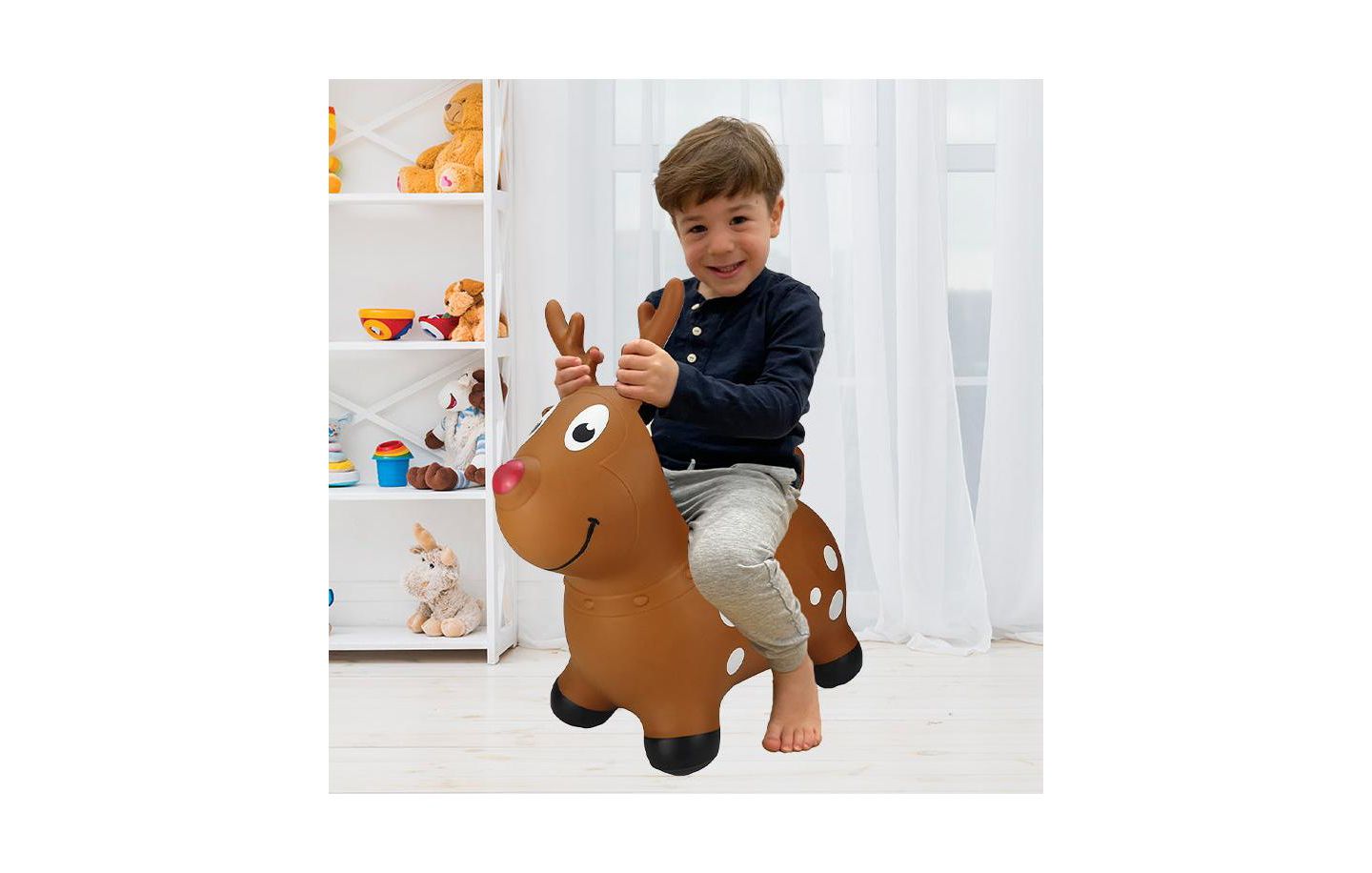 Надувной прыгун BounceZiez Reindeer в виде оленя, до 110 фунтов, от 3 лет, цвет: Коричневый — фото 1