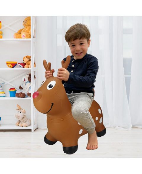 Надувной прыгун BounceZiez Reindeer в виде оленя, до 110 фунтов, от 3 лет, цвет: Коричневый