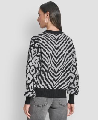 Women's Long-Sleeve Animal-Flocked Sweater