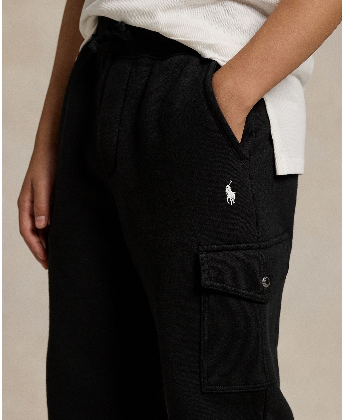 Polo Ralph Lauren Big Boys Fleece Cargo Jogger Pants In Black