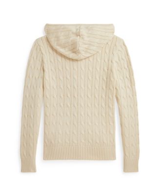 Big Boys Cable Cotton Hooded Full-Zip Sweater