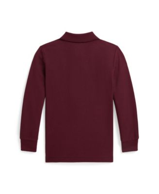 Toddler and Little Boys Cotton Mesh Long Sleeve Polo Shirt