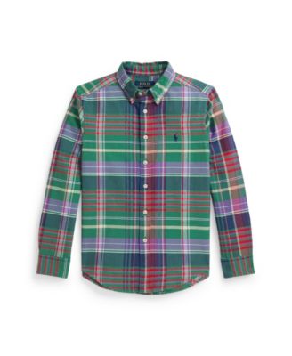 Big Boys Plaid Brushed Cotton Oxford Shirt