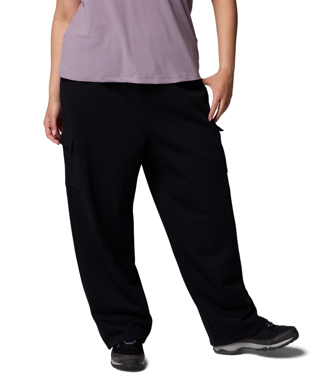 Columbia Plus Size Aldermore Fleece Cargo Pants In Black