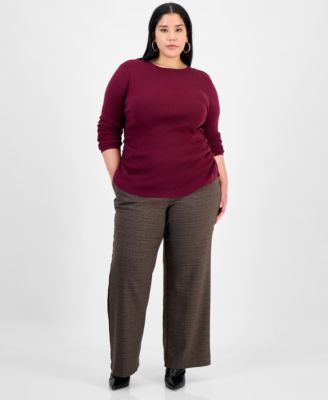 Trendy Plus Size Long Sleeve Ribbed Knit Top