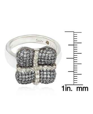 Suzy Levian Sterling Silver Sapphire & Created White Sapphire Wrapped Cushion Ring