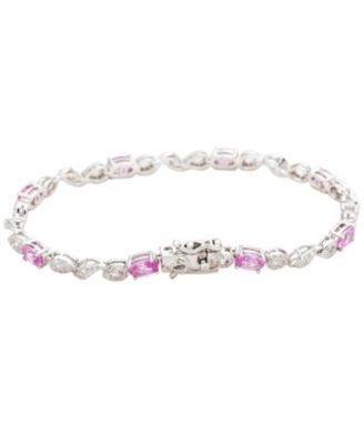 Suzy Levian Sterling Silver Oval-Cut Sapphire & Created White Sapphire Tennis Bracelet
