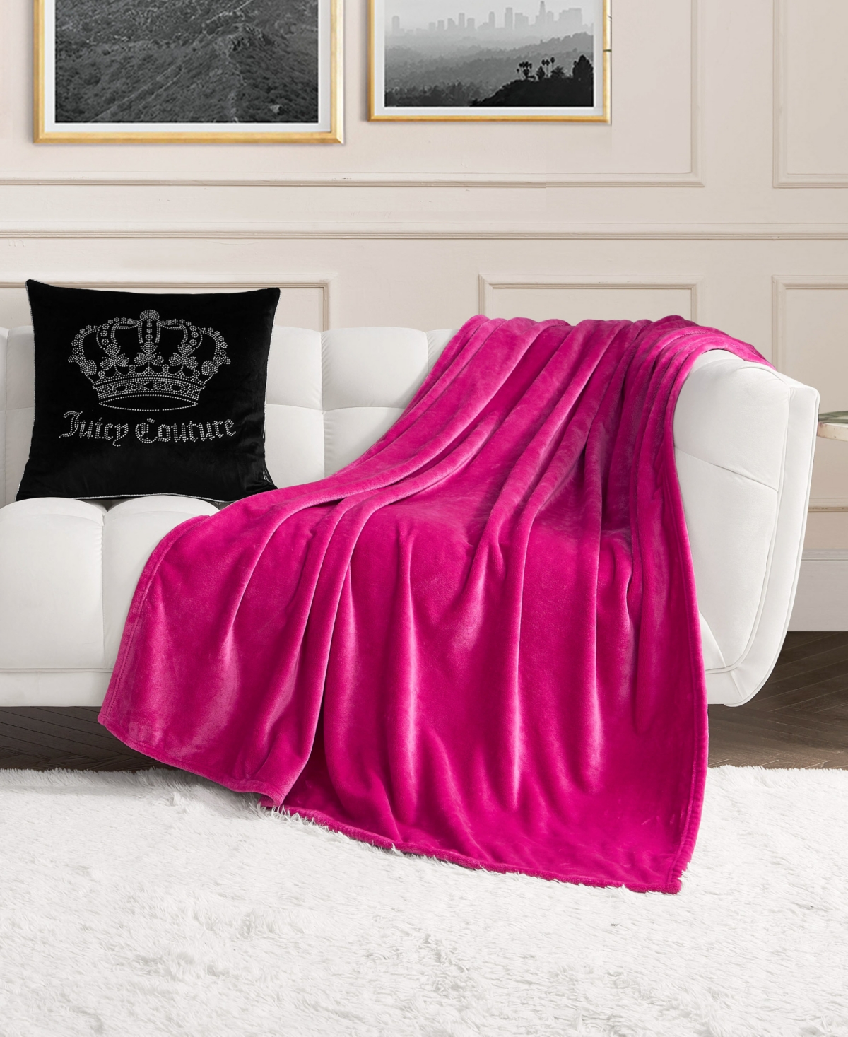 Juicy Couture Plush Throw, 50" X 70" In Pink