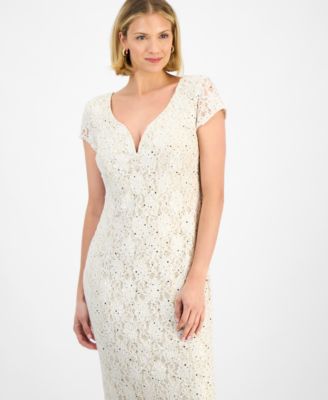 Women's Sequined Lace Column Gown