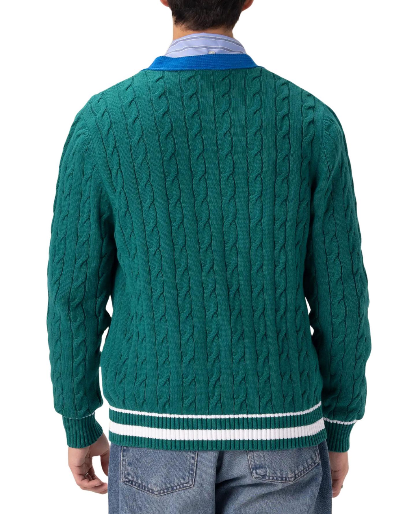 Мужской свитер Members Only Cotton Cable Knit Cricket, цвет: Зелёный — фото 5