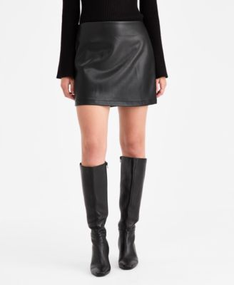Women's Faux-Leather Fitted Mini Skirt, Macy's Exclusive
