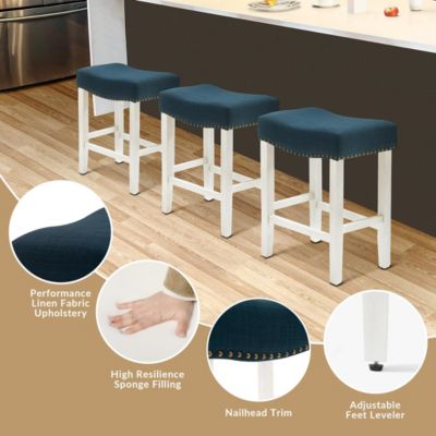 24" Upholstered Saddle Seat Counter Stool