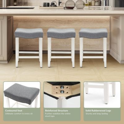 24" Upholstered Saddle Seat Counter Stool