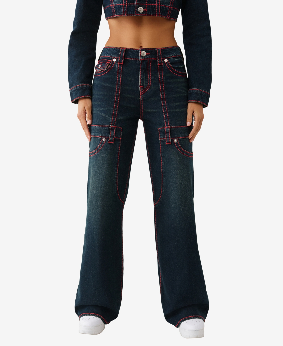 True Religion Women's Bobbi Big T Baggy Carpenter Jeans In Blue