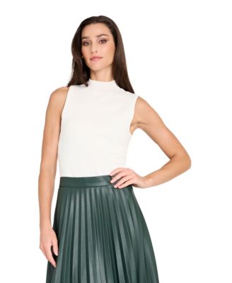 Women's Long Leather Pleated Skirt