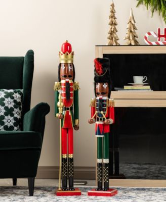 36.5" Wooden Christmas African Soldier Nutcracker
