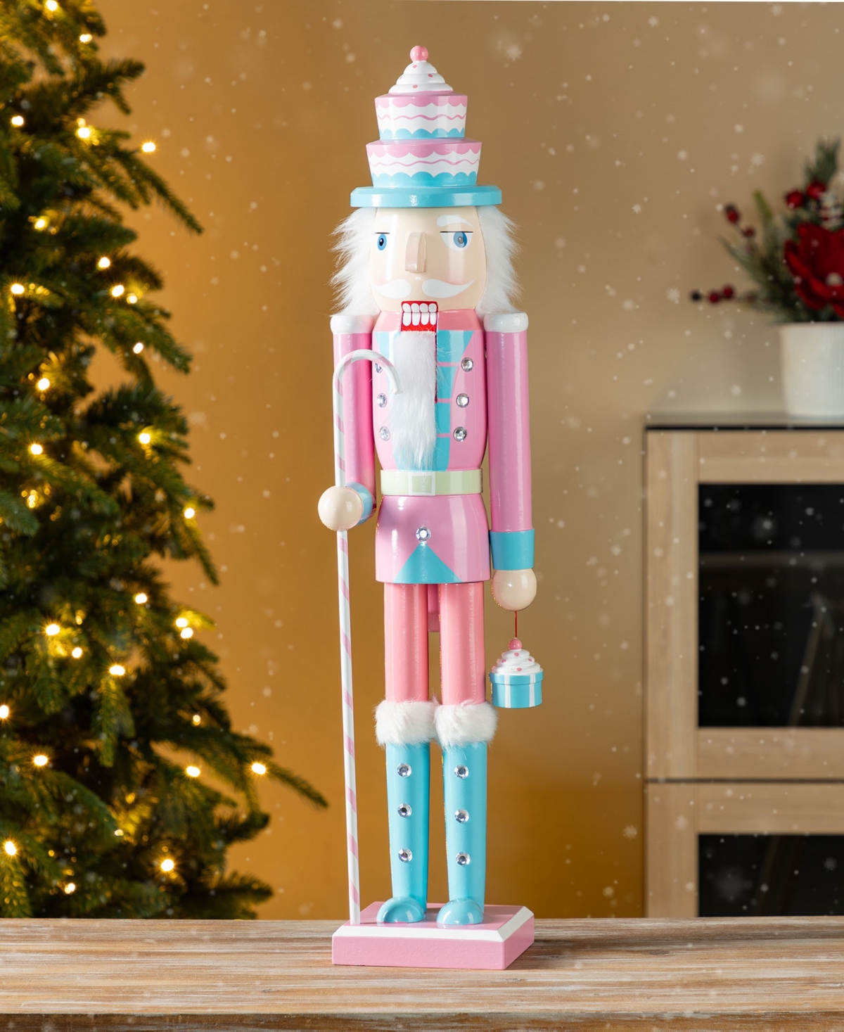 Glitzhome 24" Wooden Christmas Cake Nutcracker In Multi