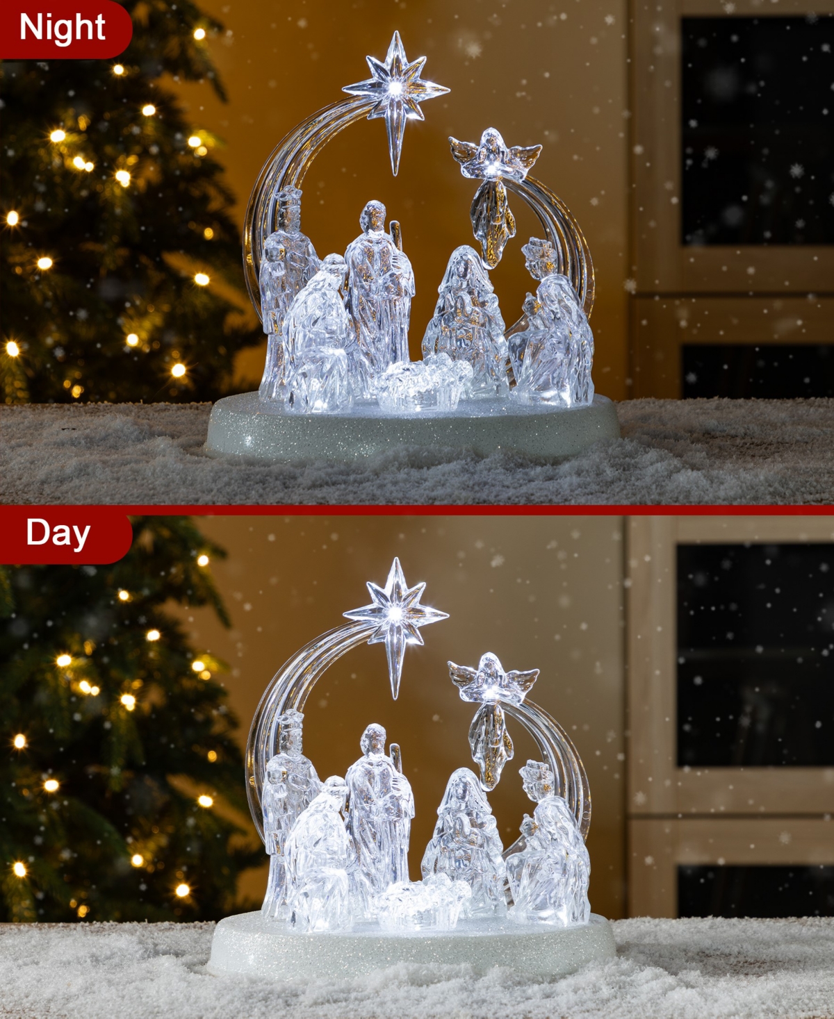 Glitzhome 9'' Christmas Lighted Tabletop Nativity Scene Figurine