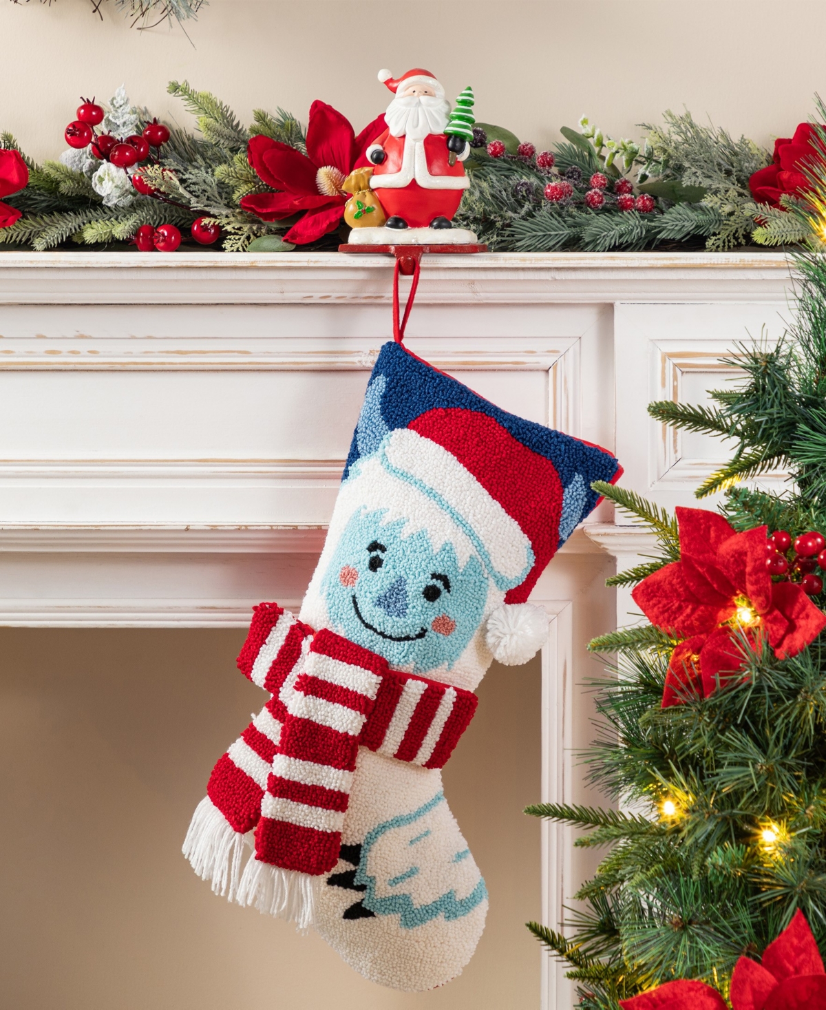 Glitzhome 21" Hooked Yeti Christmas Stocking