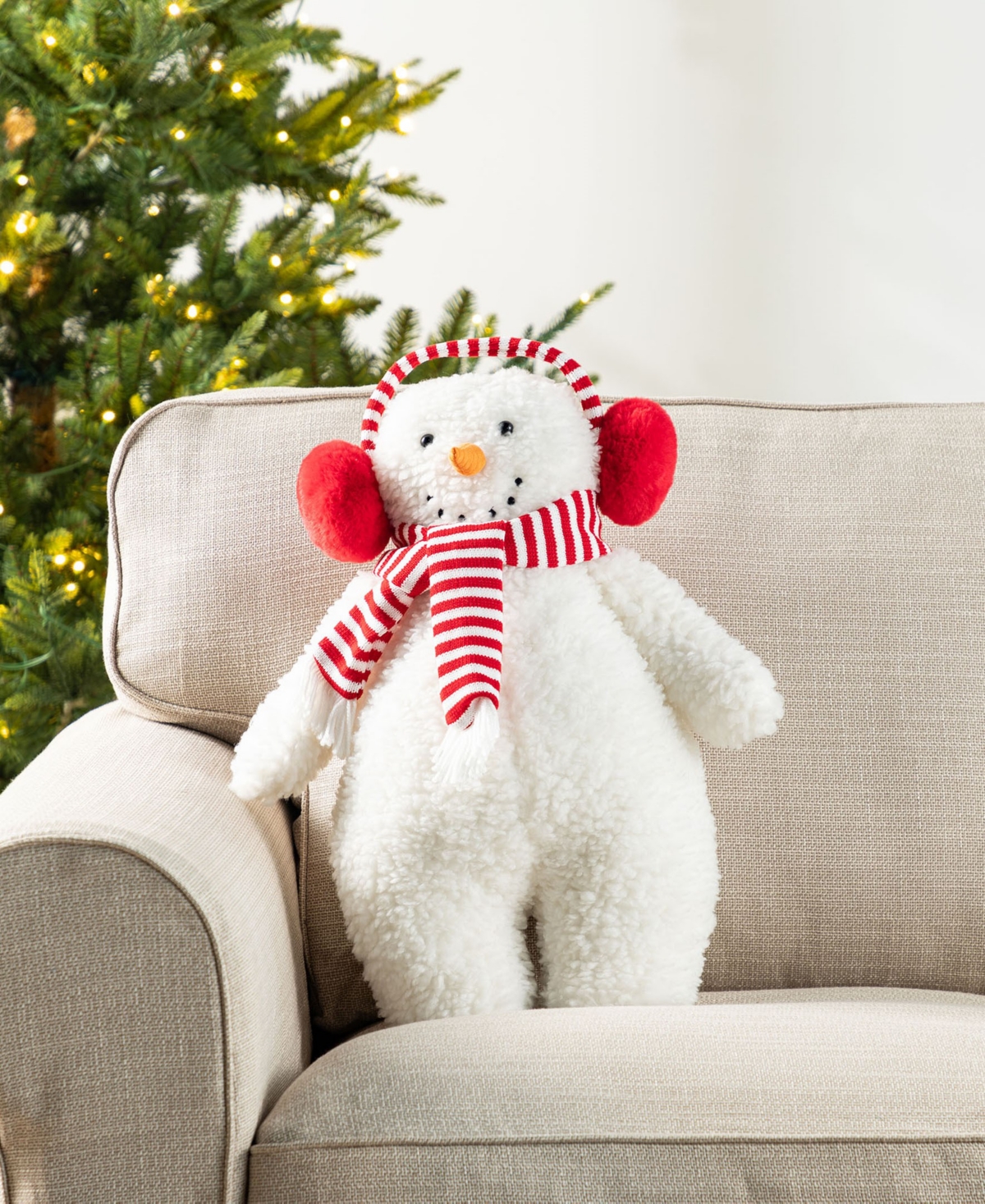 Glitzhome 17.75" Christmas Fabric Standing Snowman In Multi
