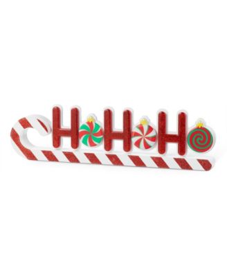 19" Christmas Wooden Epoxy HOHOHO Candy Cane Table D&eacute;cor