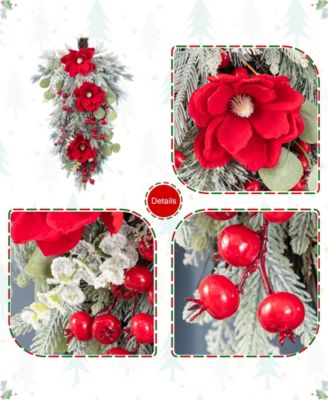 Christmas Magnolia Berry Teardrops, Set of 2