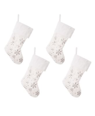 Plush with Snowflake Christmas Stockings, Set of 4