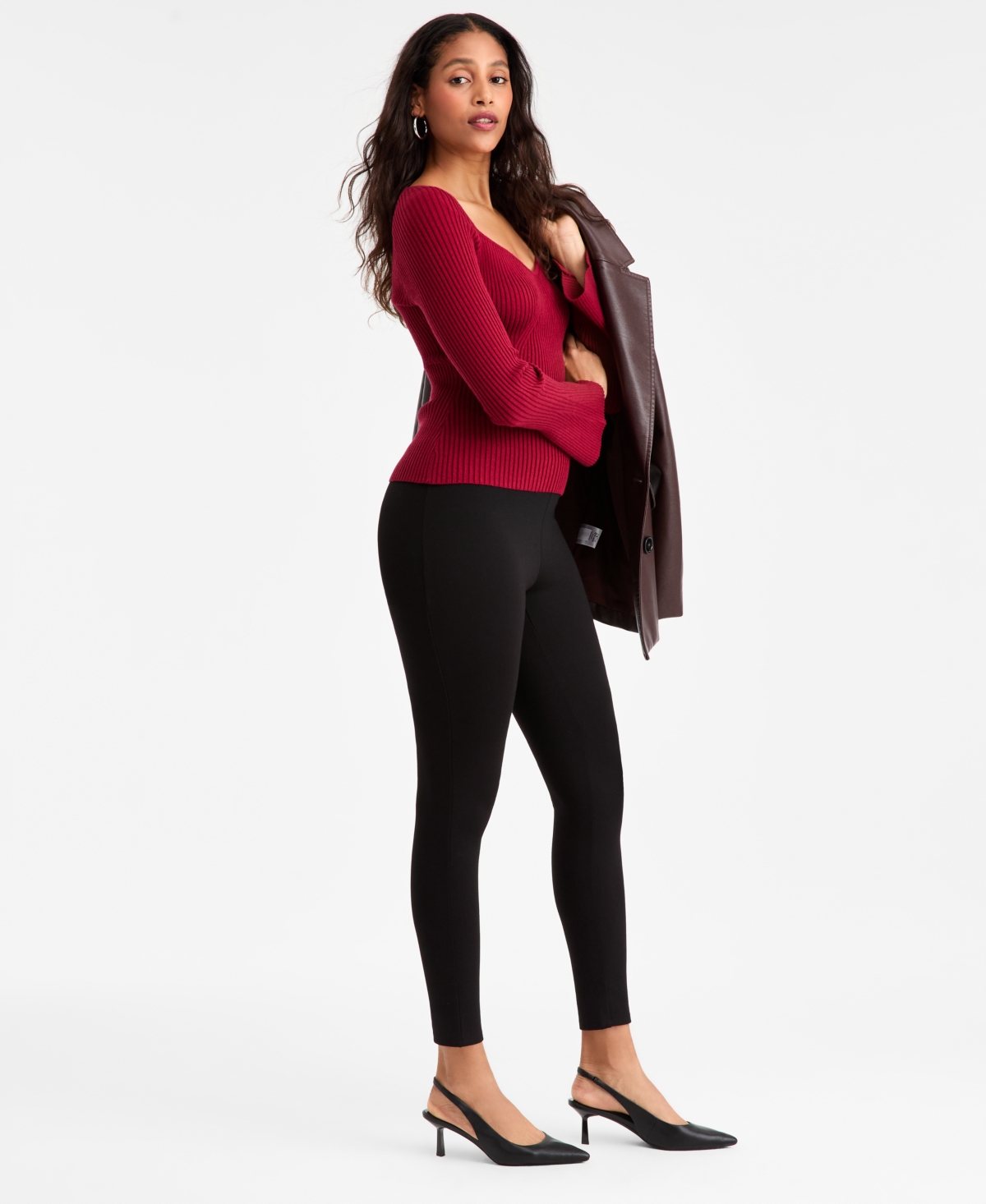 Bar Iii Women's Skinny Pull-on Leggings, Macy's Exclusive In Black