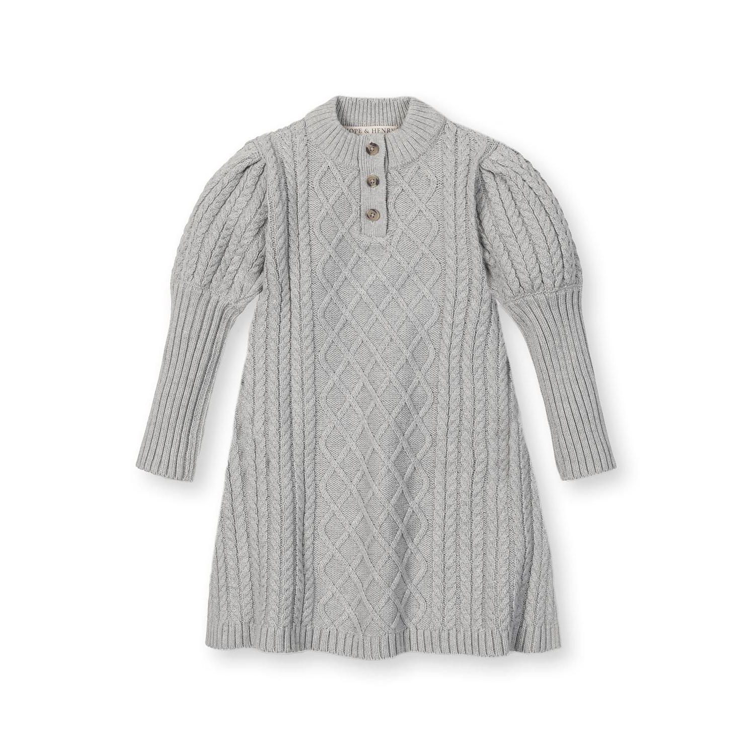 Toddler Girls Hope and Henry Organic Long Sleeve Mock Neck Button Placket Sweater Dress