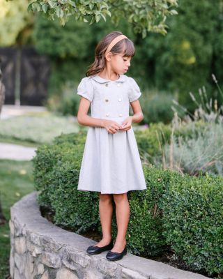 Little and Big Girls' Organic Double Breasted Flannel Dress with Collar