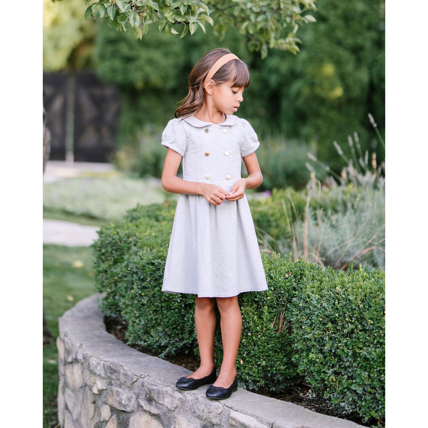 Big Girls Hope and Henry Organic Double Breasted Flannel Dress with Collar