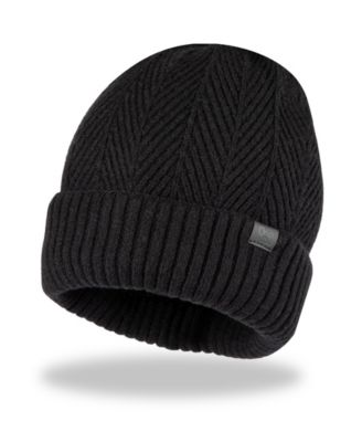 Men's 2-Piece Herringbone Knit Beanie and Scarf Box Set