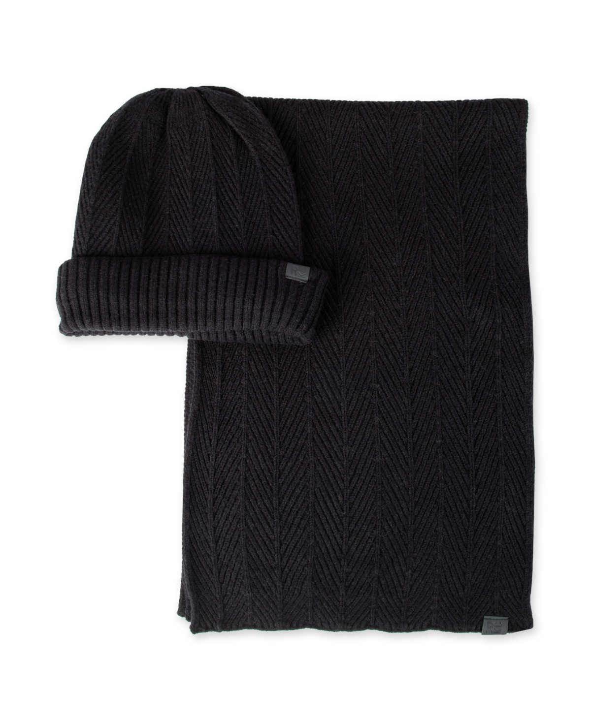 Kenneth Cole Reaction Men's 2-Piece Herringbone Knit Beanie and Scarf Box Set