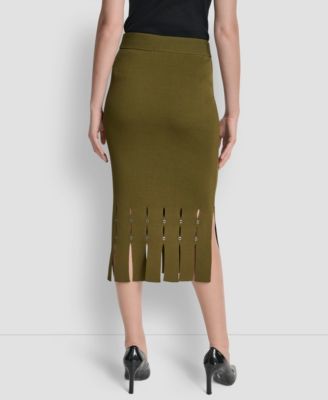 Women's Grommet Detail Sweater Pencil Midi Skirt
