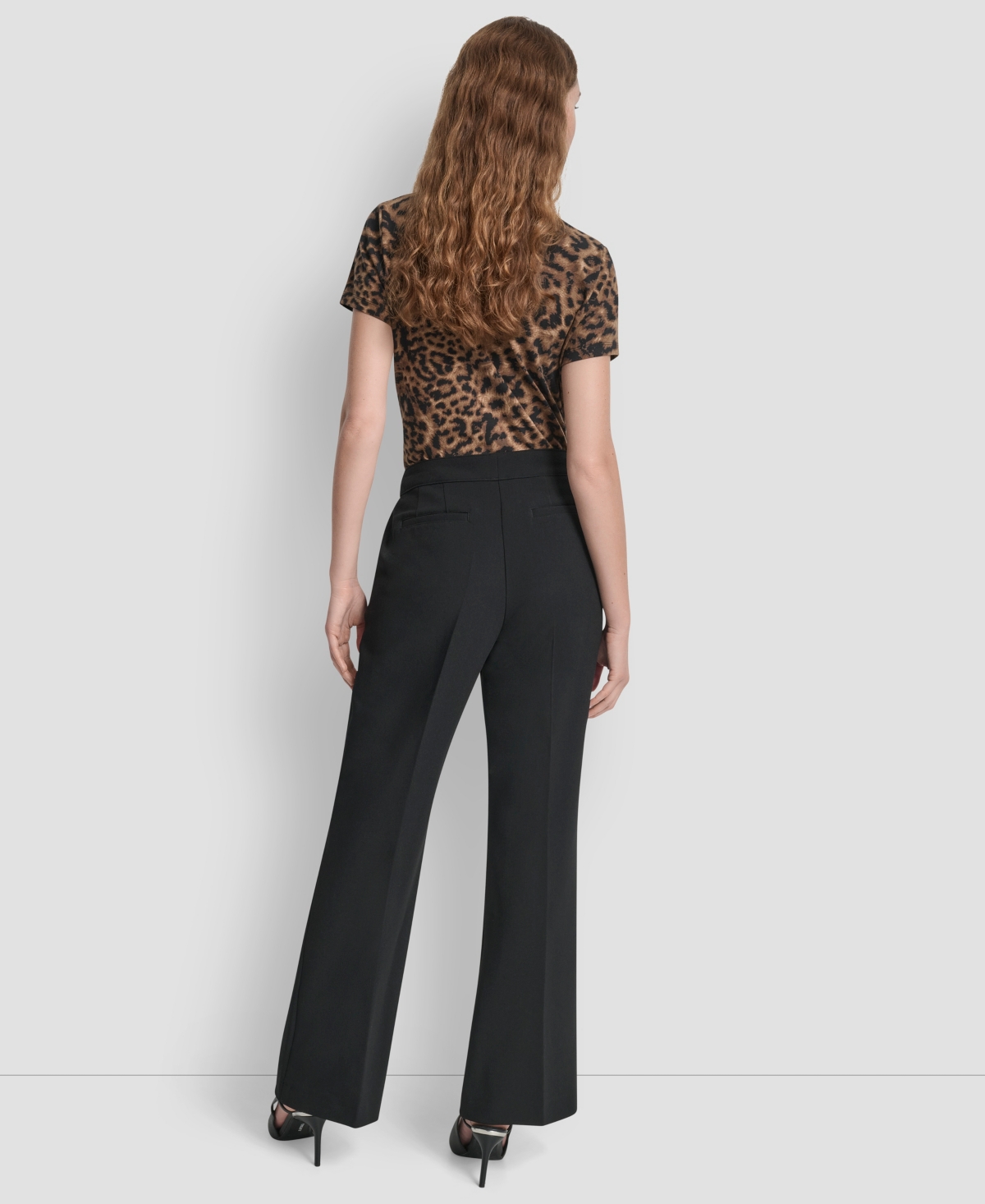 Dkny Double Weave Flare Pants In Black