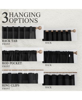 Faux Linen Texture Light Filtering Back Tab Curtains, Semi Sheer Farmhouse Window Curtains (2 Panels), 52"x84"