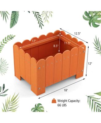2 Pack Rectangular Planter Box Weather-resistant HDPE Flower Pot w/ Drainage Gaps  18'' x 12.5'' x 12''