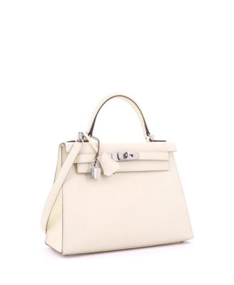 Pre-Owned Hermes Kelly 28 Handbag Light Epsom with Palladium Hardware