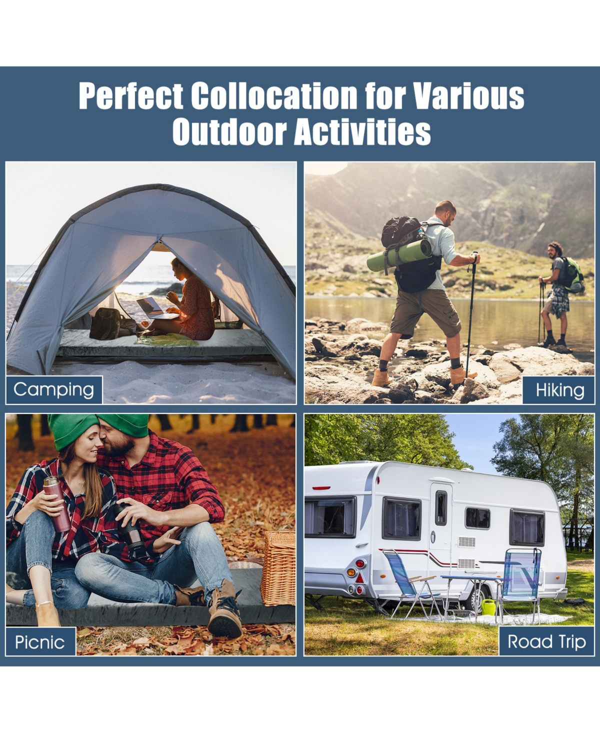 Akiudex Lightweight Portable Memory Foam Camping Mattress with Carrying Bag - Gray