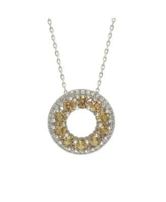 Suzy Levian Sterling Sapphire & Created Sapphire Double Circle Eternity Pendant Necklace
